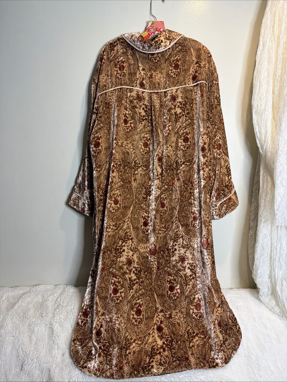 Free People Sweet Escape Velvet Paisley Printed Duster Jacket M - Picture 5 of 5
